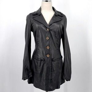 Nigel Preston & Night black leather jacket XS BoxH gothic long